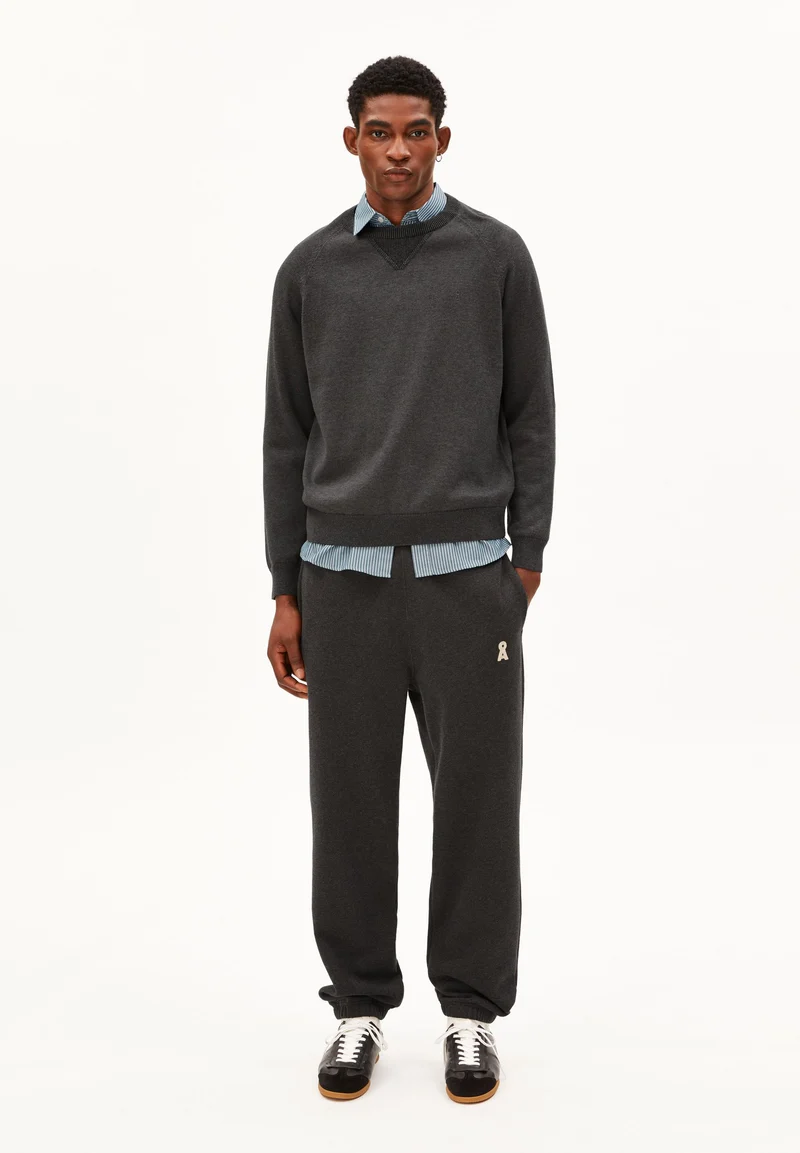 BAUMWOLL-STRICKPULLOVER | mid silver melange-black