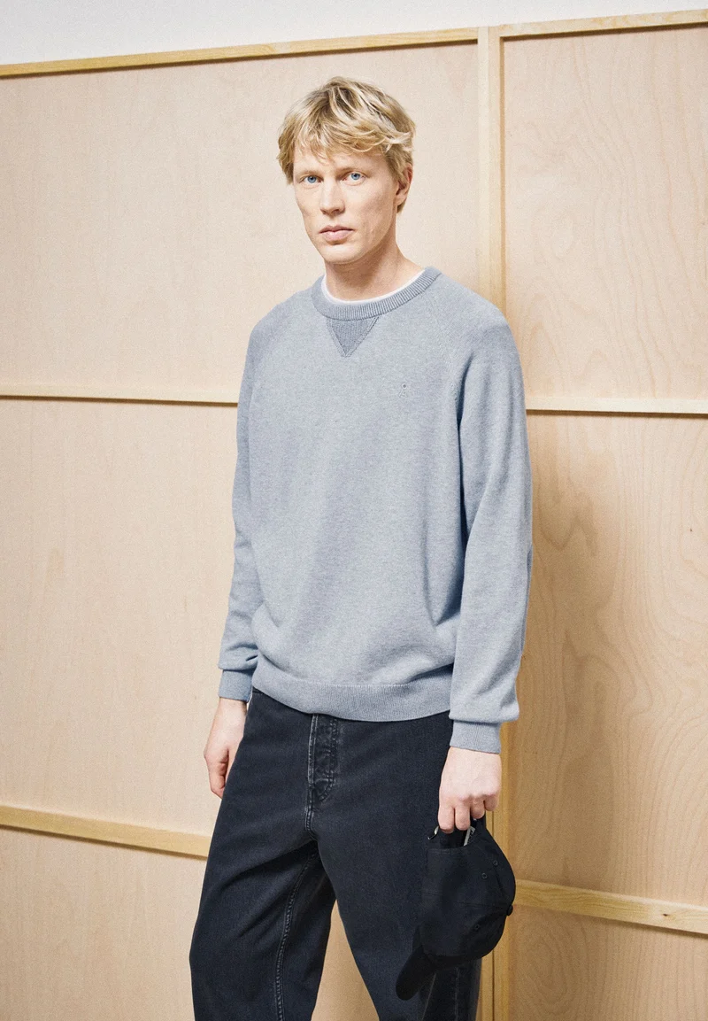 BAUMWOLL-STRICKPULLOVER | silver melange-mid silver melange