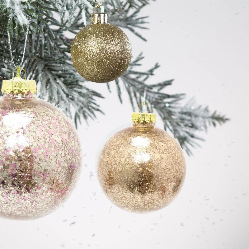 Confetti Christmas Bauble 10cm | Deluxe Christmas Ball Tree Decorations | Xmas Bauble Christmas Decor - Colour Varies One Supplied