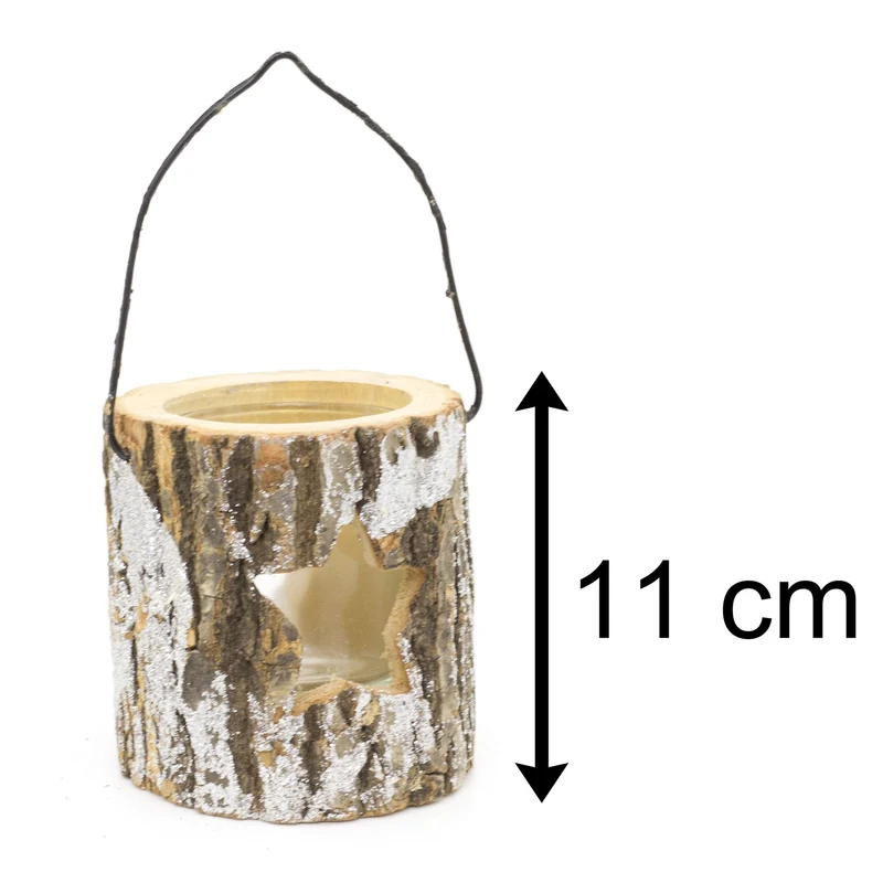 Natural Wood Christmas Tealight Candle Holder | Festive Rustic Wooden Tea Light Candle Pot | Xmas Lantern Tealight Votive Holder - Design Varies One Supplied