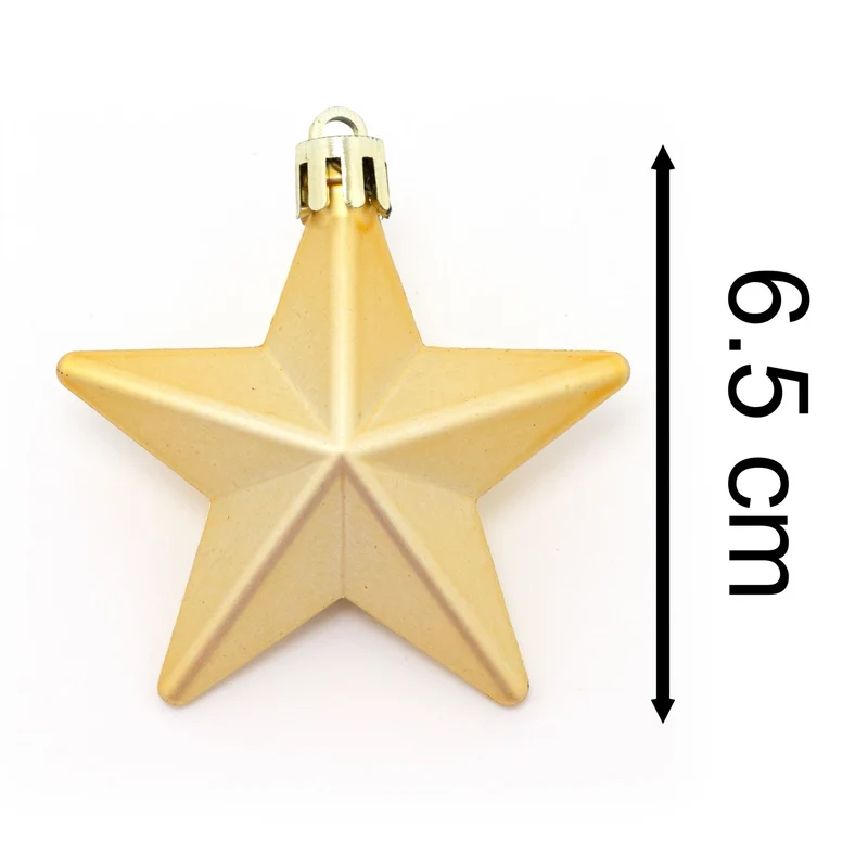 Rose Gold 8 Piece Mini Christmas Star Baubles | Set Of 8 Star Christmas Tree Bauble Decorations | Xmas Tree Baubles Gold Christmas Tree Ornaments