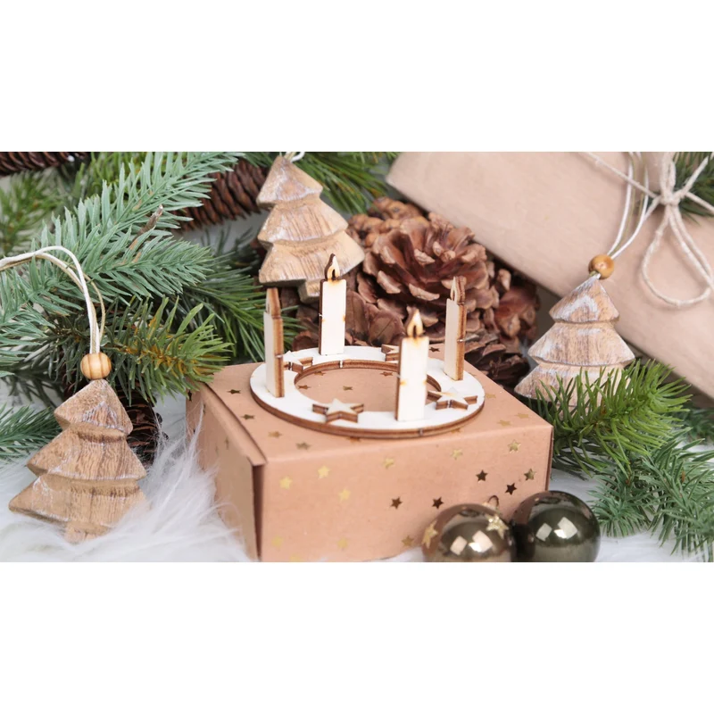 6 kleine Weihnachtsbäume aus Holz zum Aufhängen - Holzanhänger Weihnachten