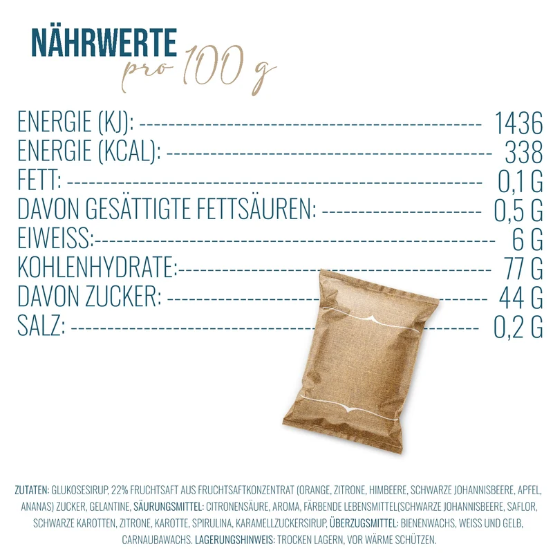 24 Fruchtgummi Tütchen mit Motivationsstickern – kleines Geschenk für Kollegen und Freunde