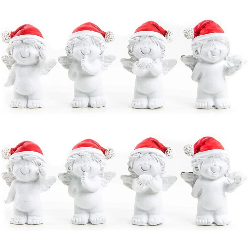 4 x 4 Weihnachten BABY Engel rot weiß MÜTZE 3,8 cm Mini-Engel Figuren Nikolaus Santa give-away Kunden Mitgebsel Geschenk