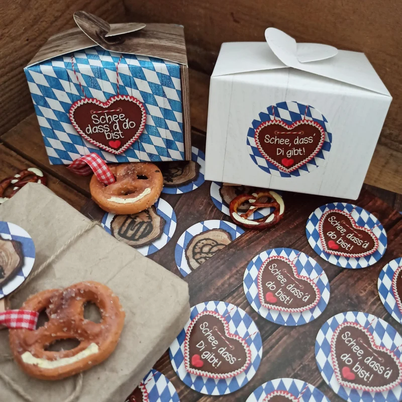 Runde bayerische Aufkleber mit Spruch