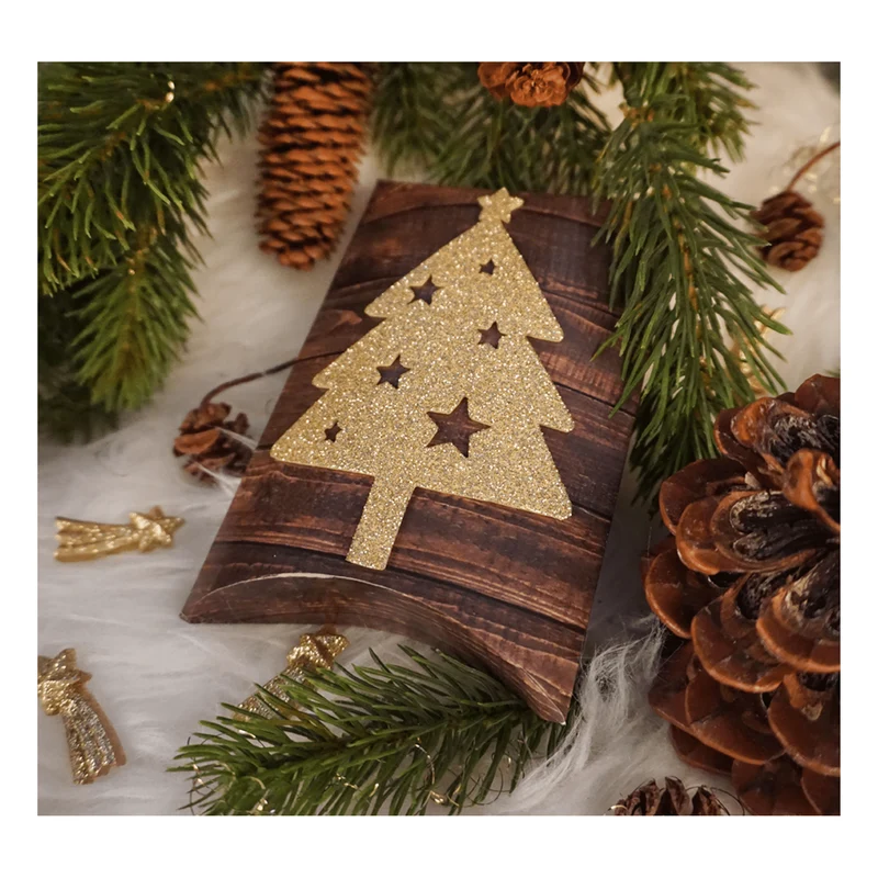 Geschenkboxen flach dunkelbraun in Holzoptik 15 x 10,3 x 3 cm