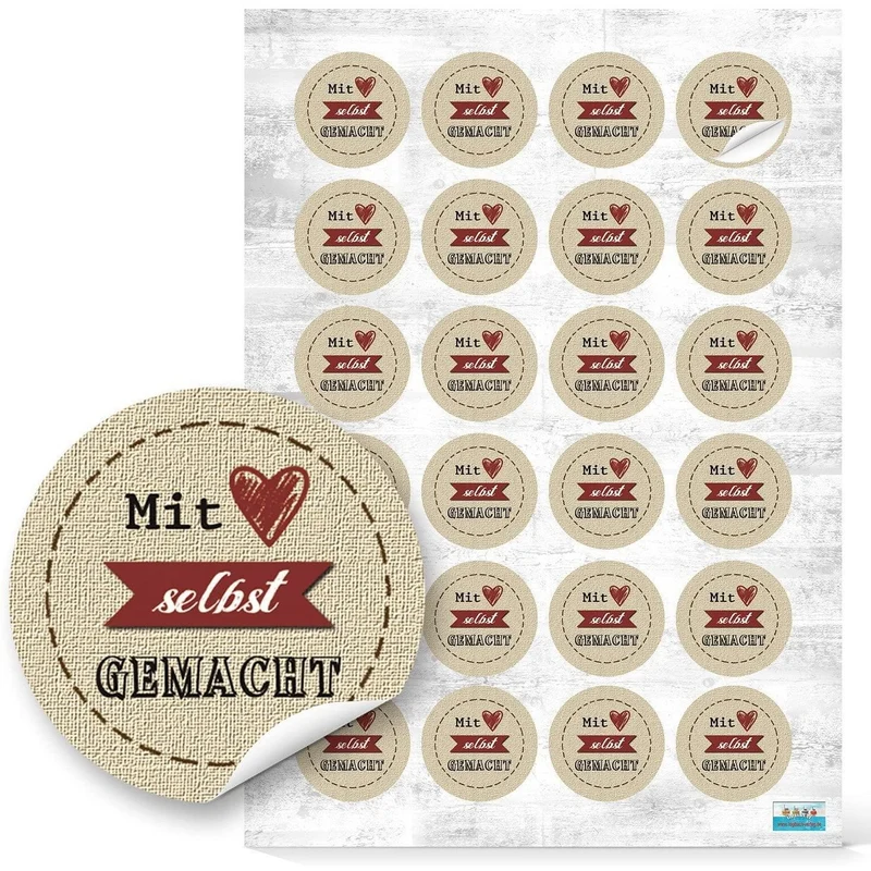Sticker Set 3 x 24 Aufkleber Mit Liebe selbstgemacht + Danke - Geschenkaufkleber