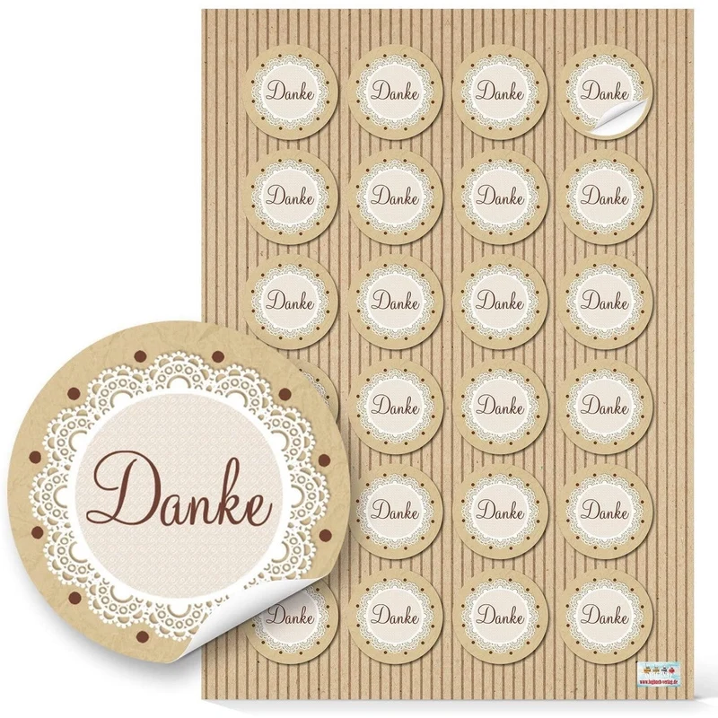 Sticker Set 3 x 24 Aufkleber Mit Liebe selbstgemacht + Danke - Geschenkaufkleber