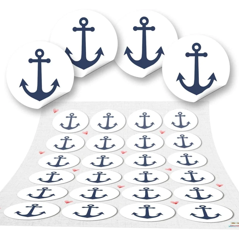 Maritimes Sticker Set - 72 Aufkleber ohne Text Anker + Muscheln
