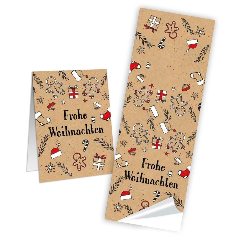 Weihnachtsaufkleber Set mit Text 5 x 14,8 cm - 6 x 10 weihnachtliche Sticker