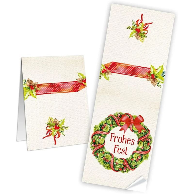 Logbuch-Verlag 30 lange Weihnachtsaufkleber mit Text - weihnachtliche Aufkleber zum Beschriften als Verschluss Verzierung für Verpackungen
