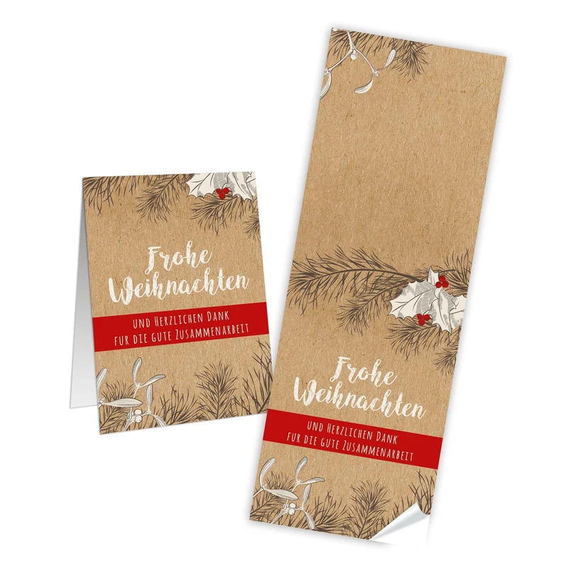 Logbuch-Verlag 30 lange Weihnachtsaufkleber mit Text - weihnachtliche Aufkleber zum Beschriften als Verschluss Verzierung für Verpackungen