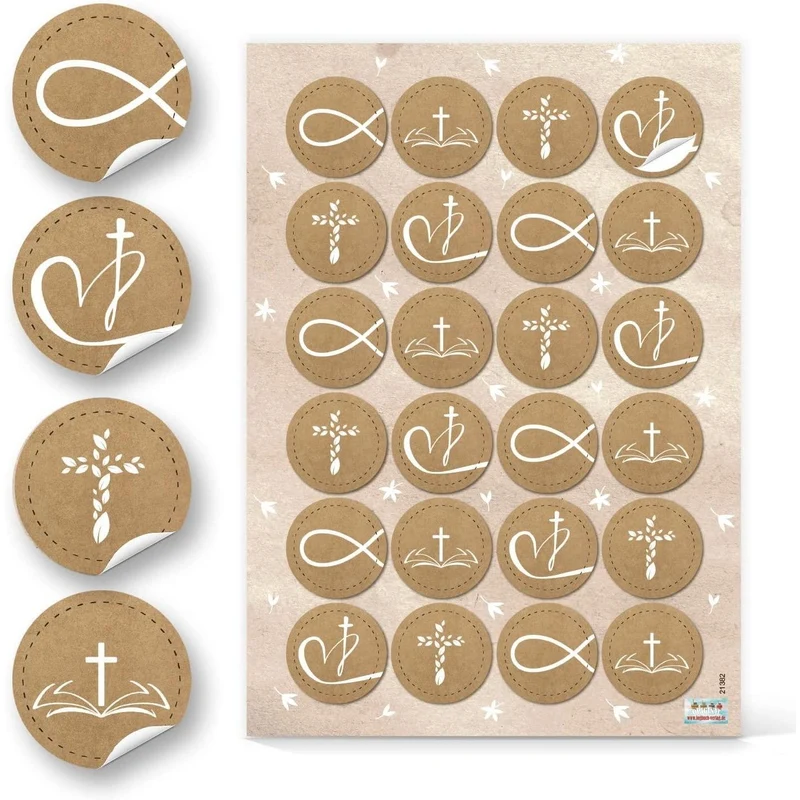 Logbuch-Verlag 24 Holz Klammern mit Motiven Kirche Glaube Religion - Tischdeko Gastgeschenk Taufe Kommunion Konfirmation