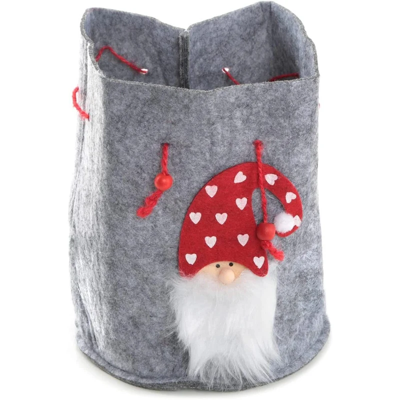 3 Filztaschen mit Nikolaus grau rot - als Verpackung für das Nikolausgeschenk