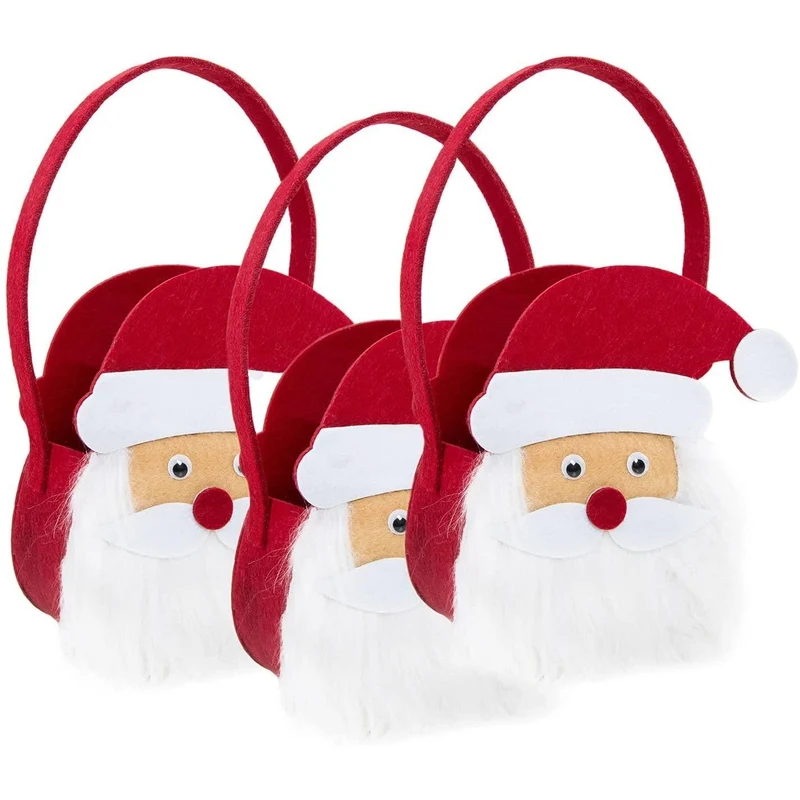 Logbuch-Verlag 3 Nikolaus Filztaschen rot weiß - Nikolausverpackung 17 cm - Verpackung für Nikolausgeschenke