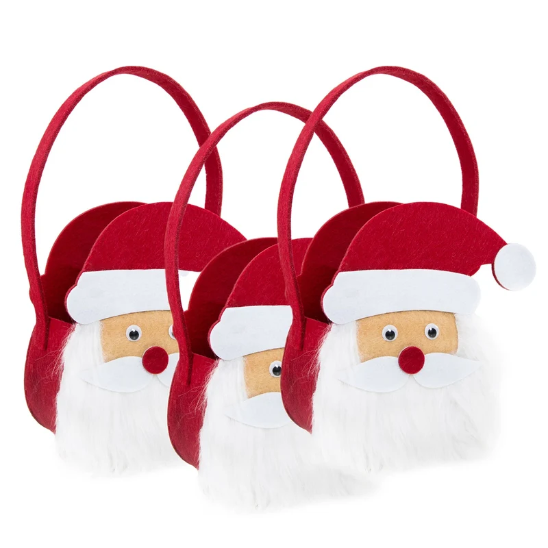 Logbuch-Verlag 3 Nikolaus Filztaschen rot weiß - Nikolausverpackung 17 cm - Verpackung für Nikolausgeschenke