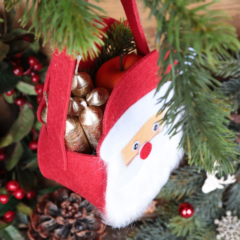 Logbuch-Verlag 3 Nikolaus Filztaschen rot weiß - Nikolausverpackung 17 cm - Verpackung für Nikolausgeschenke