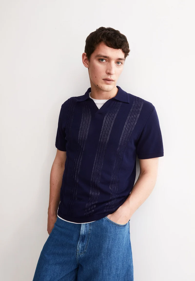 BAUMWOLL-STRICKPOLOSHIRT | tinted navy