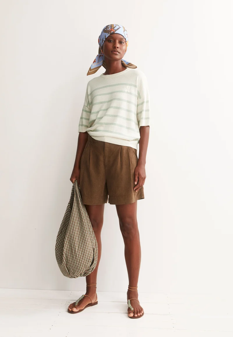 GESTREIFTER LEINEN-MIX PULLOVER | undyed-foam