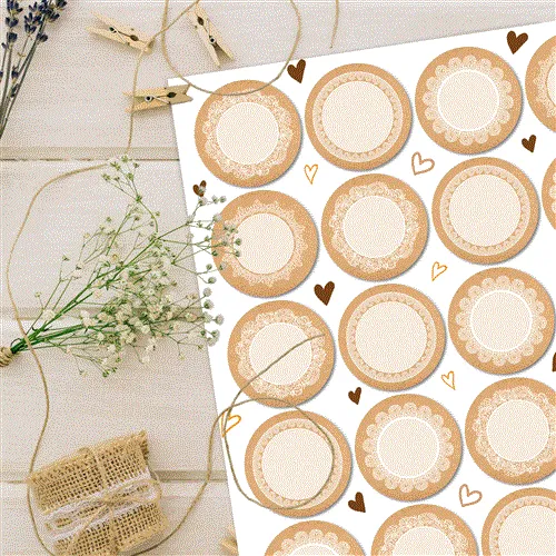 24 keine runde blanko leere beige natur hell-braun weiß Haushalts-Etiketten SPITZE Gewürzetiketten Gewürz-Aufkleber beschreibbar selbstklebende Namens-Aufkleber Verpackung Adventskalender basteln 4 cm