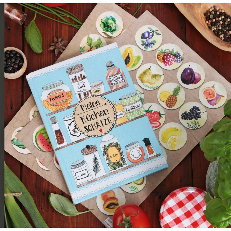 24 runde Aufkleber GEMÜSE Küchenaufkleber Essen gesund Küche Deko Aufkleber Glas Sticker Küchen-Etiketten selbstklebend Kinder basteln