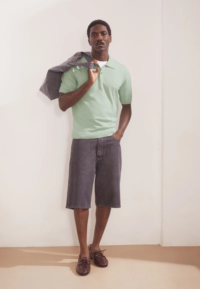KURZÄRMLIGES STRICKPOLOSHIRT | foam