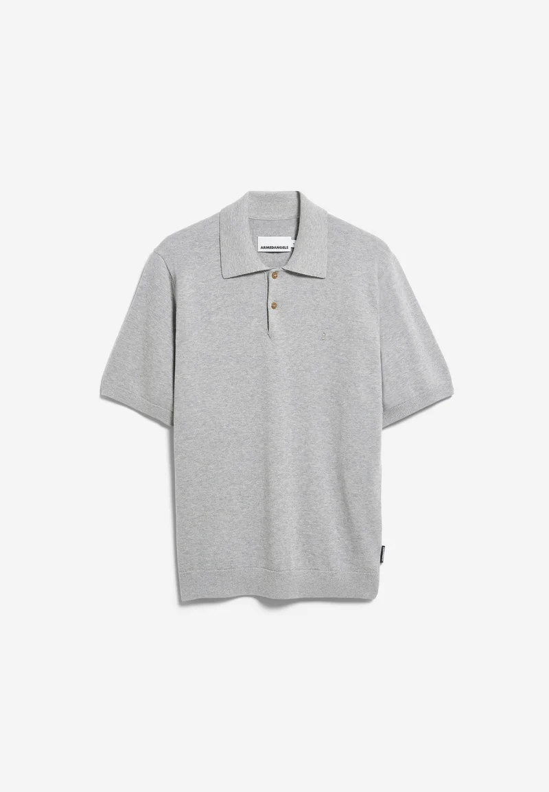 KURZÄRMLIGES STRICKPOLOSHIRT | silver melange