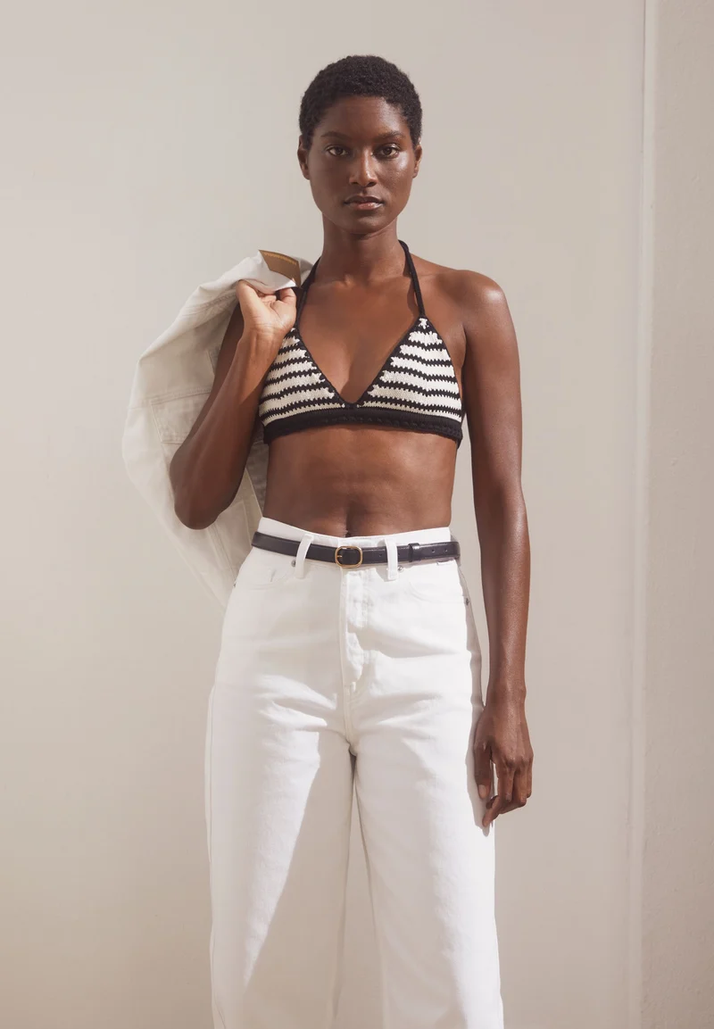 GESTREIFTES BIKINI STRICKTOP | undyed-black