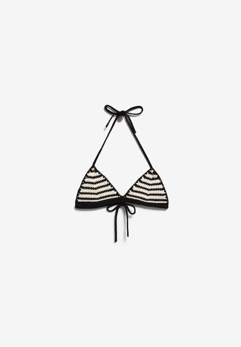 GESTREIFTES BIKINI STRICKTOP | undyed-black