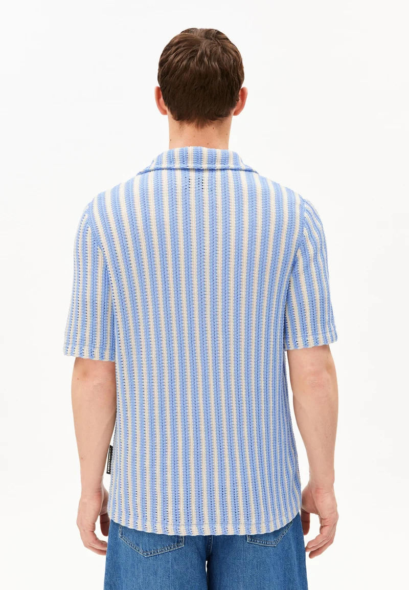 GESTREIFTES STRICKPOLOSHIRT | pure-wedgwood