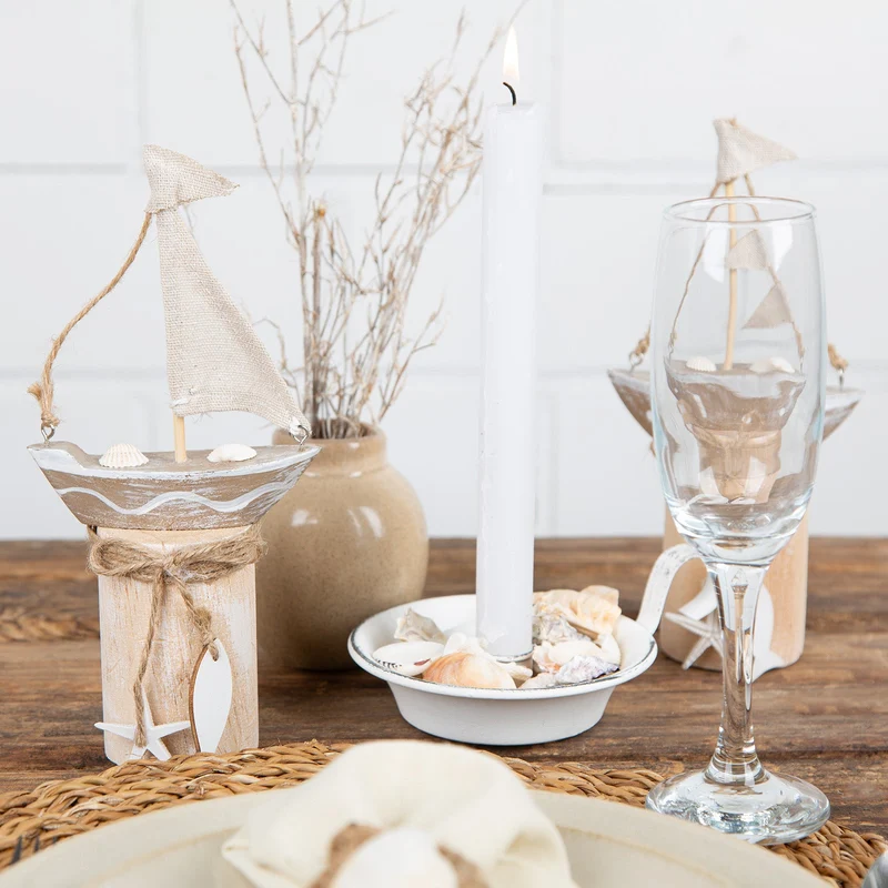 3 Kerzenhalter für Stabkerzen weiß Shabby chic - Kerzenständer