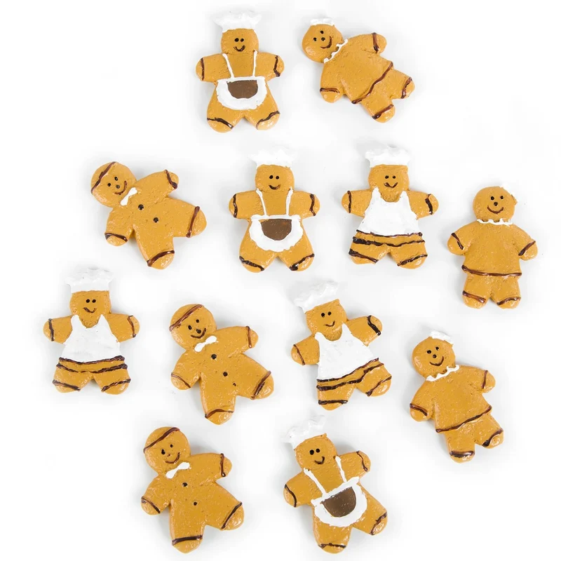 12 kleine Lebkuchen Streuteile - braun weiß aus Kunststein