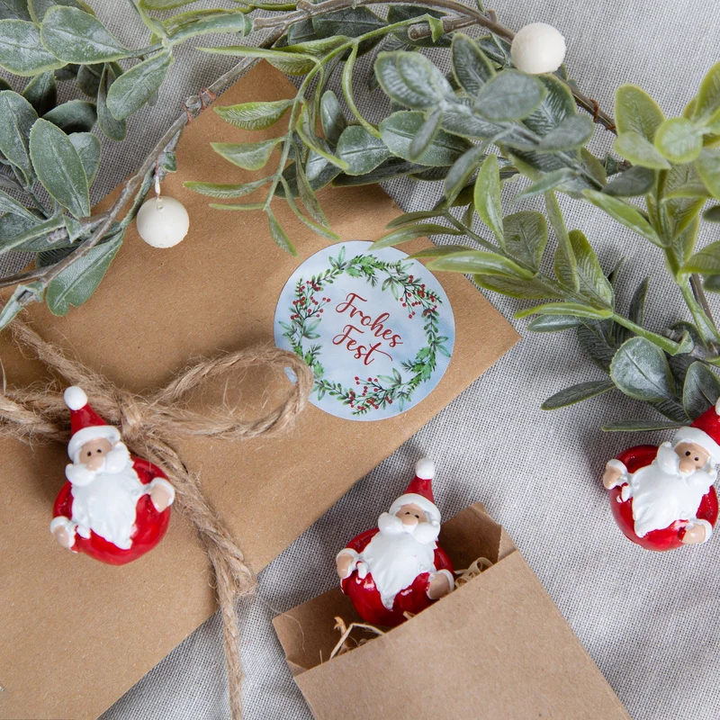 Logbuch-Verlag 24 Weihnachtsaufkleber mit Text Frohe Weihnachten & Frohes Fest Sticker Geschenke Kunden Mitarbeiter blau rot Ø 4 cm