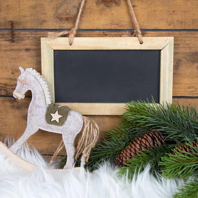 3 vintage Schaukelpferd Hänger aus Filz & Holz - Weihnachtsanhänger