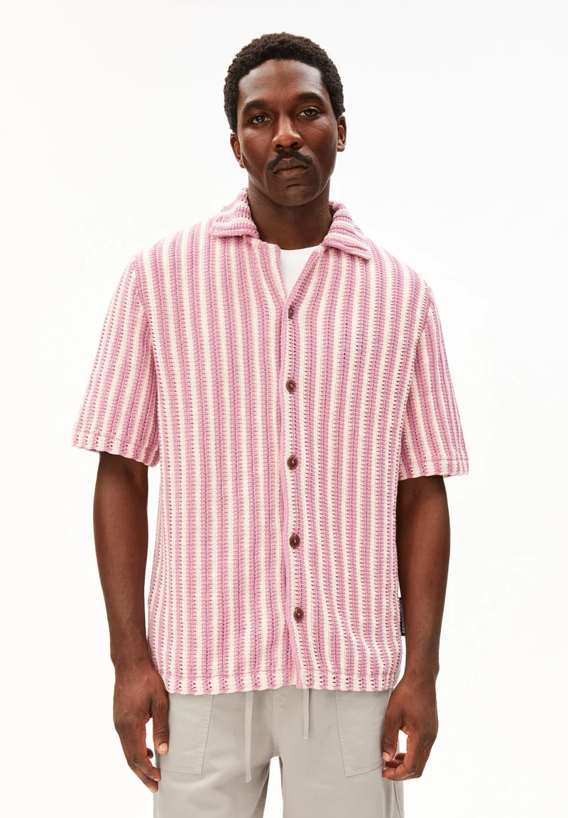 GESTREIFTES STRICKPOLOSHIRT | pure-washed berry
