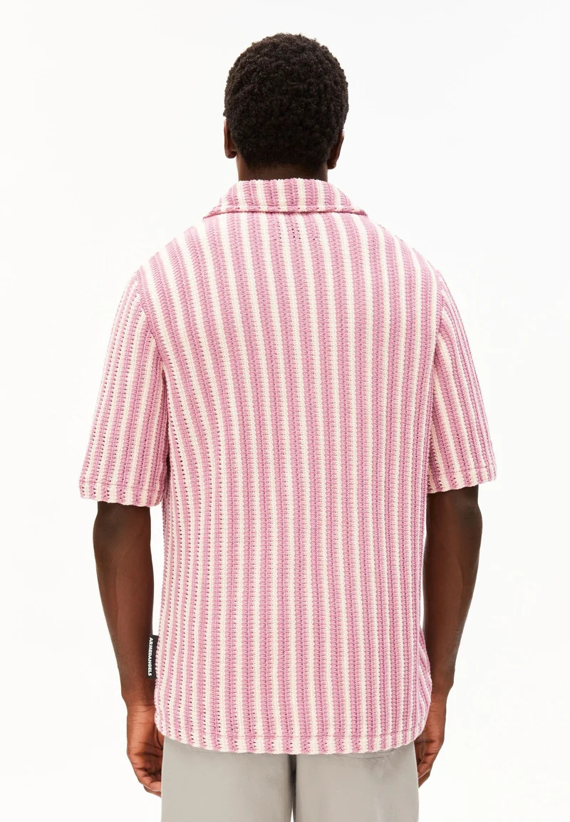 GESTREIFTES STRICKPOLOSHIRT | pure-washed berry