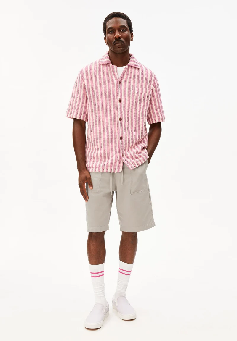 GESTREIFTES STRICKPOLOSHIRT | pure-washed berry