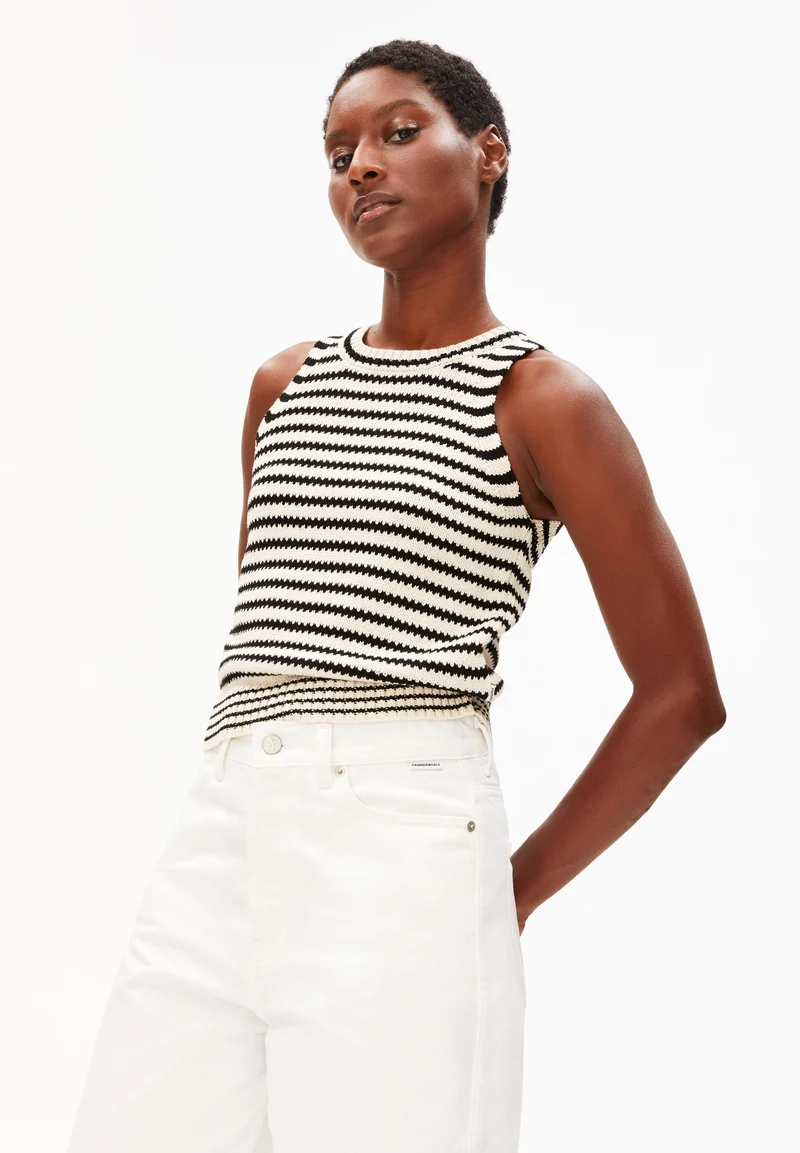 GESTREIFTES STRICKTOP | undyed-black