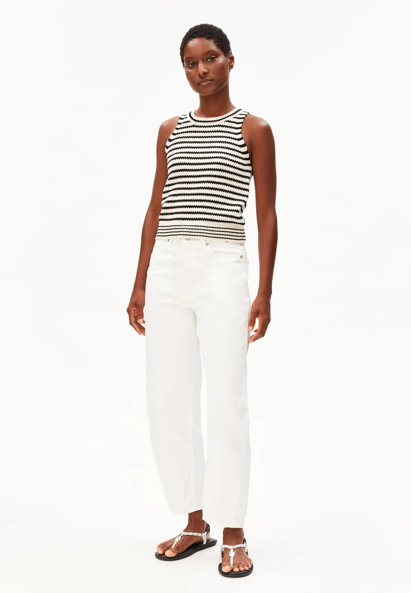 GESTREIFTES STRICKTOP | undyed-black