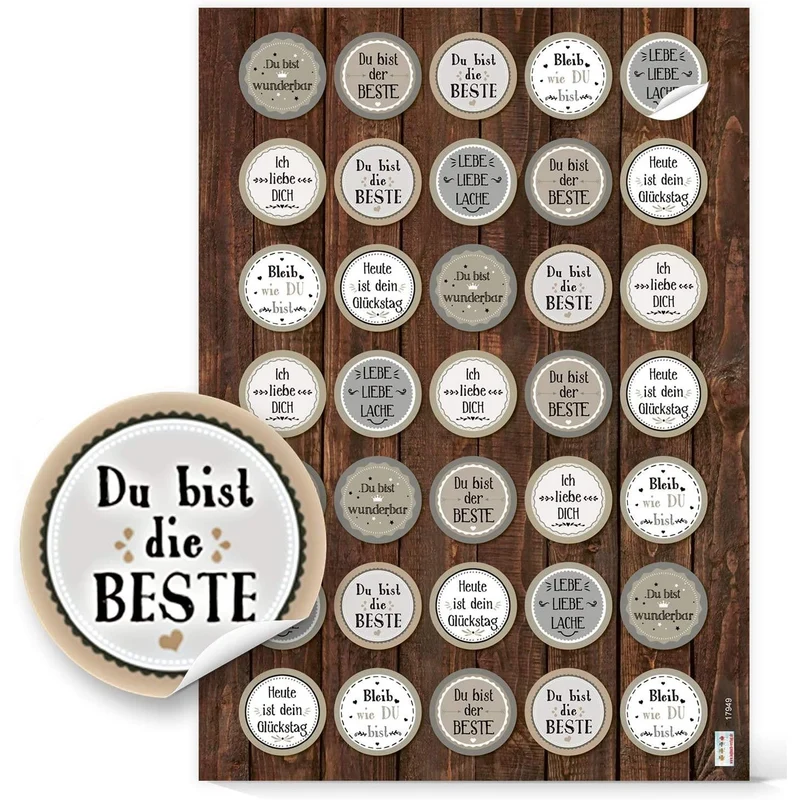 4 x 35 selbstklebende Geschenkaufkleber rund Ø 3,2 cm