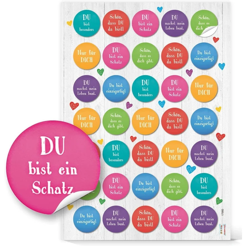 4 x 35 selbstklebende Geschenkaufkleber rund Ø 3,2 cm