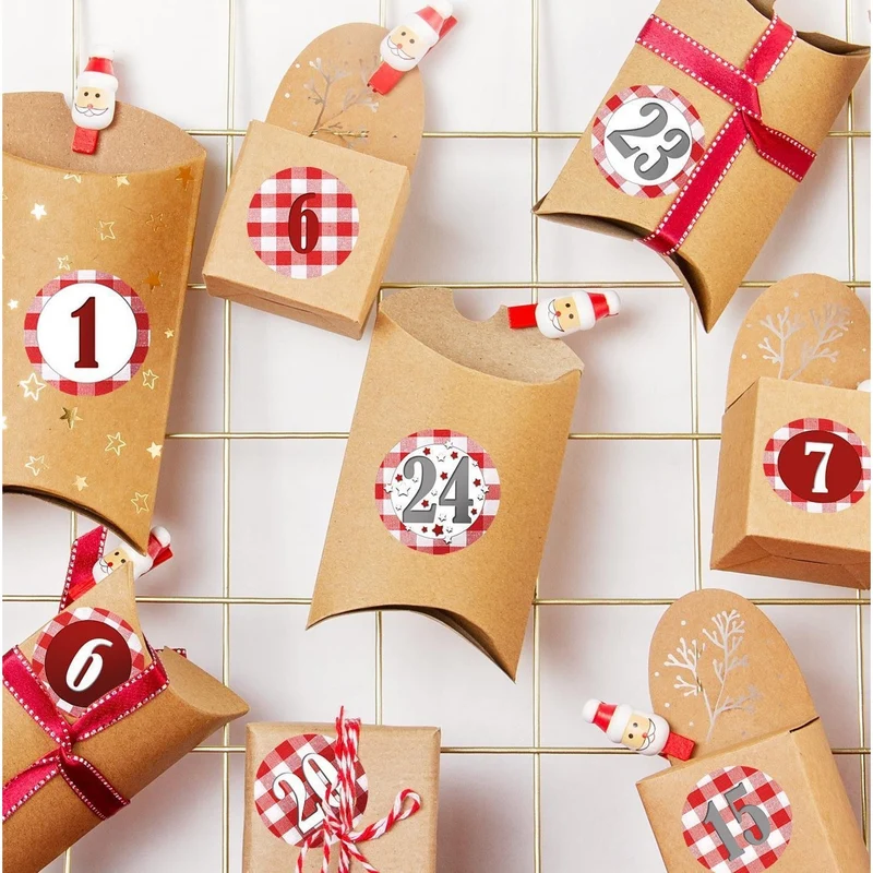 Buntes Adventskalenderzahlen Aufkleber Set mit 4 x 24 verschiedenen Zahlenaufklebern