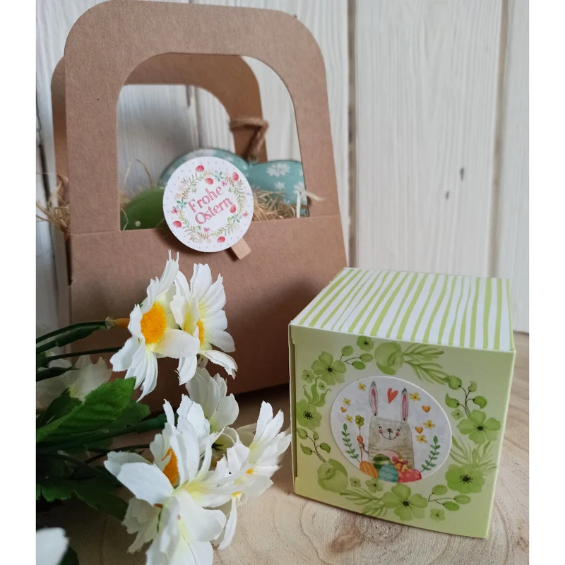 Logbuch-Verlag 24 Frohe Ostern Aufkleber Osterhase Osterdeko bunt Osteraufkleber rund zur Verpackung für Kindergeschenke Geschenke Give-Away grün gelb pink
