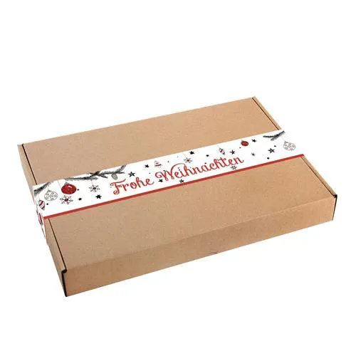 Weihnachtsbanderole Frohe Weihnachten rot weiß schwarz 5 x 42 cm
