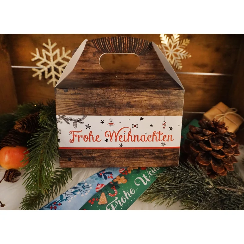 Weihnachtsbanderole Frohe Weihnachten rot weiß schwarz 5 x 42 cm