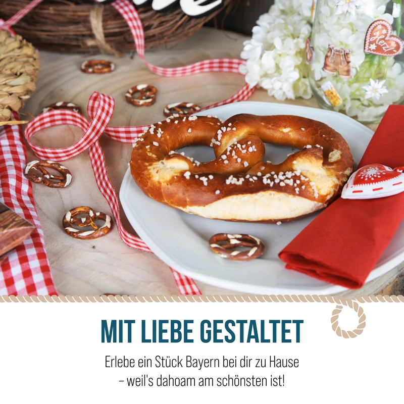 Logbuch-Verlag 24 Brezel Geschenkanhänger bayerische Deko Trachtenschmuck Halskette Anhänger BREZE + rot weiß kariertes Stoff Band Bayern Oktoberfest