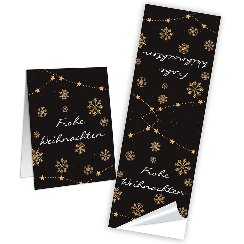 Weihnachtsbanderole Frohe Weihnachten schwarz gold 5 x 14,8 cm