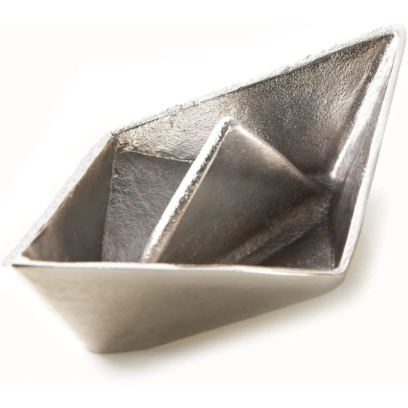 Deko Boot Figur Silber aus Aluminium - Metallboot Schiff als Dekoschale