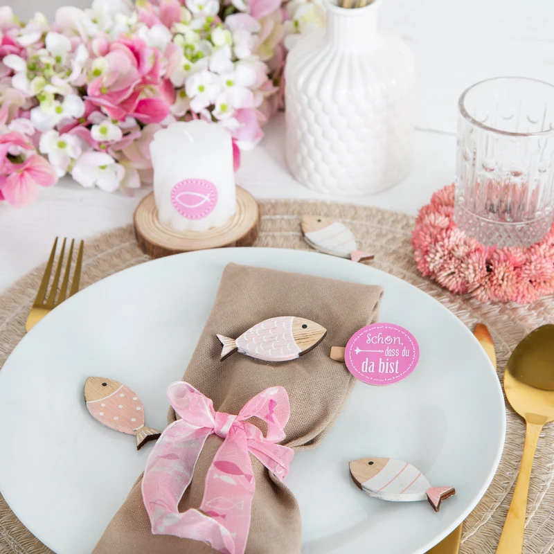 24 runde Aufkleber pink rosa rose SCHÖN DASS DU DA BIST 4 cm Sticker Etiketten für Hochzeit Taufe Kommunion Geburtstag Gastgeschenke give-away Deko Mitgebsel Feste Geschenke Verpackung