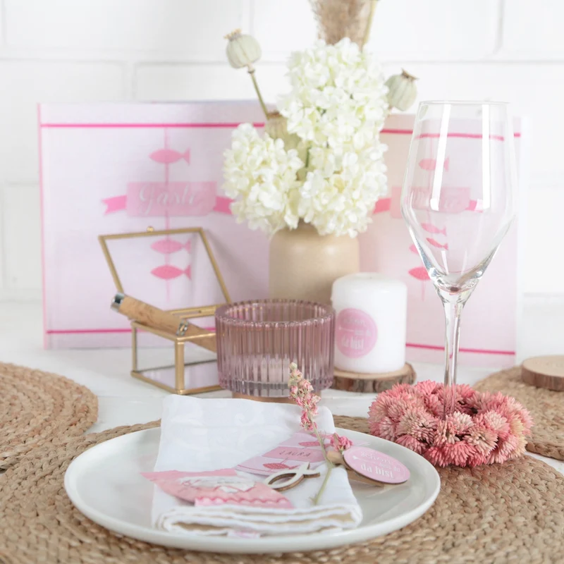 24 runde Aufkleber pink rosa rose SCHÖN DASS DU DA BIST 4 cm Sticker Etiketten für Hochzeit Taufe Kommunion Geburtstag Gastgeschenke give-away Deko Mitgebsel Feste Geschenke Verpackung
